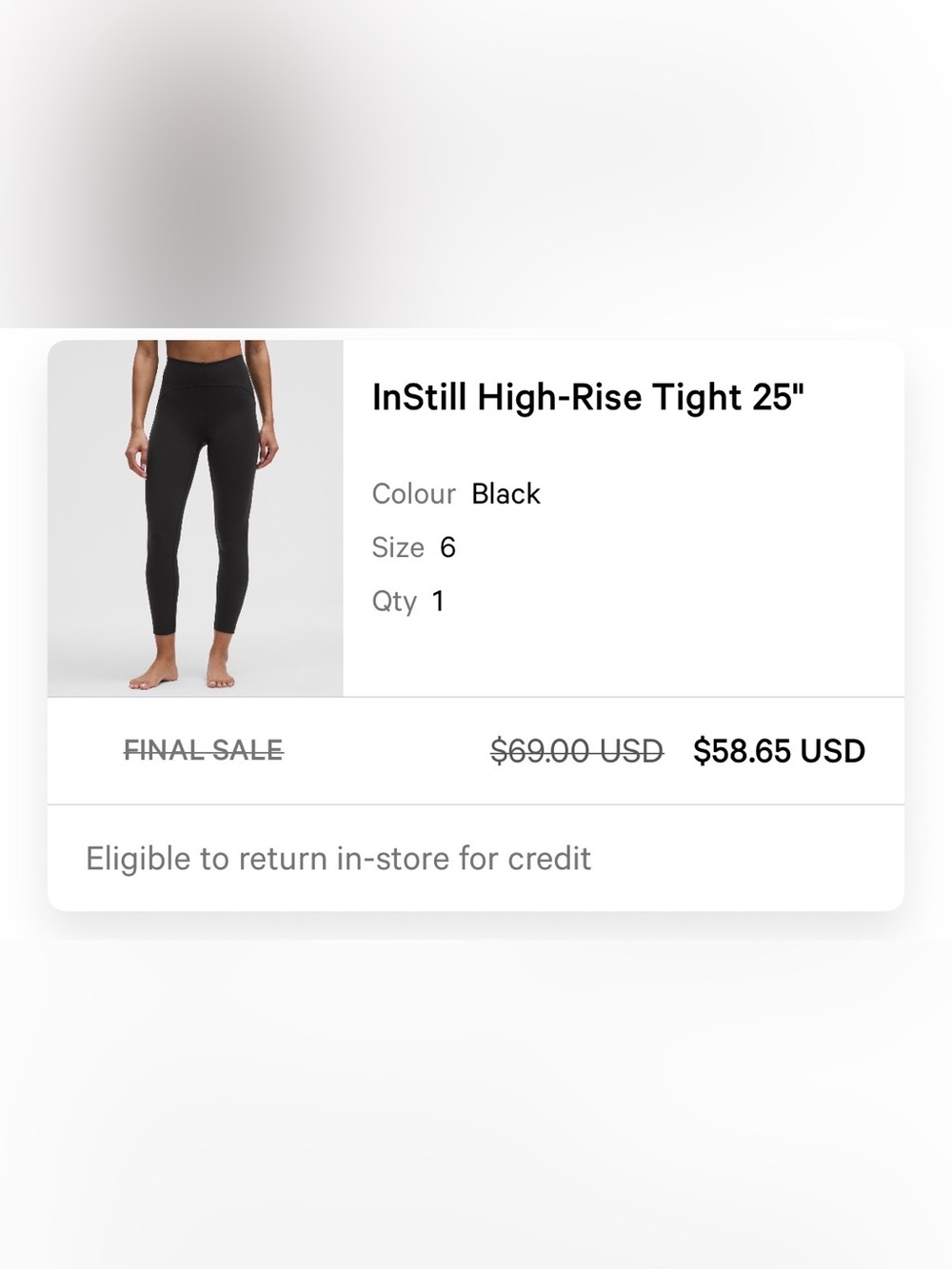 lululemon black leggings size 6